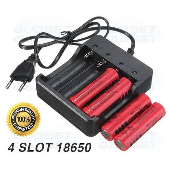 Trend-Charger baterai 18650 4 slot dengan kabel