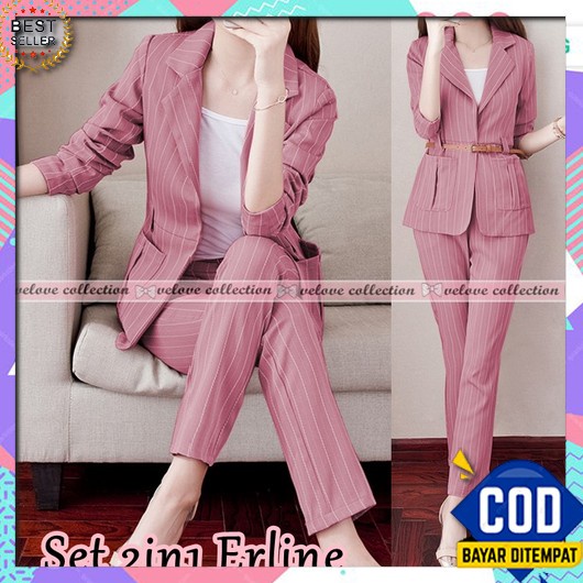 Jas Blezer Wanita Korea/Jas Wanita Blazer/Jas Wanita Mia Story Fashion Setelan 2In1 Erline Fashion