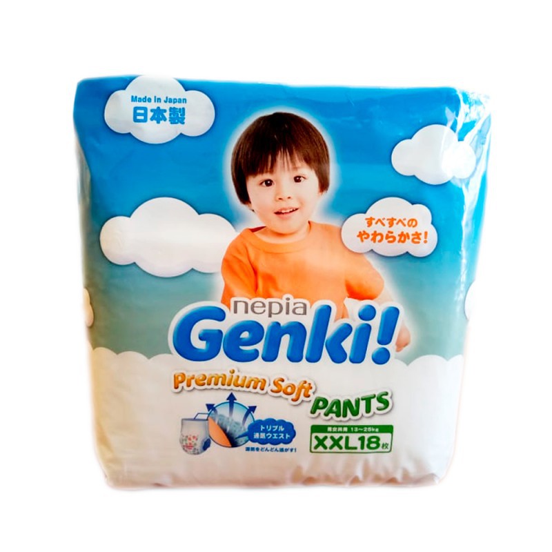 Nepia Genki Premium Baby Diapers Soft - Pants XXL 18