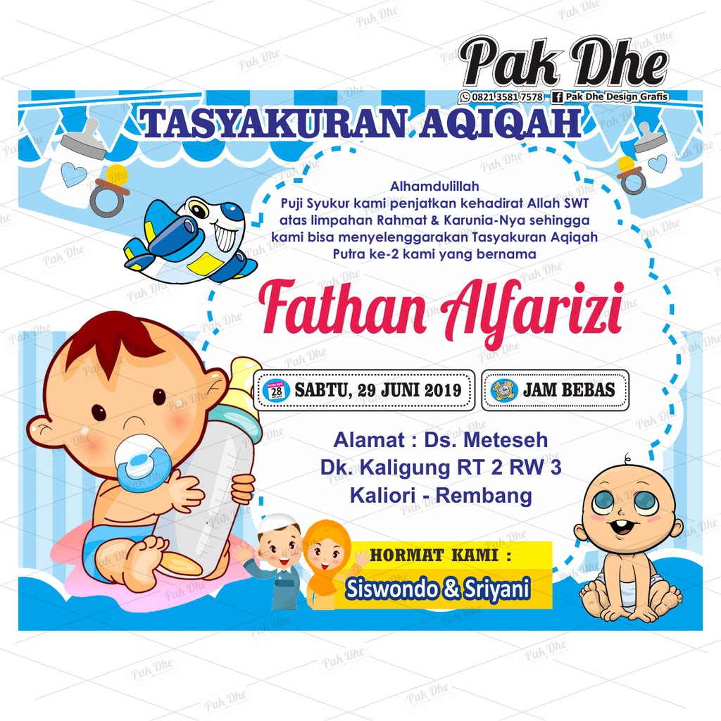 Undangan Aqiqah / Kartu Nasi Aqiqah / Undangan Unik / Undangan Murah