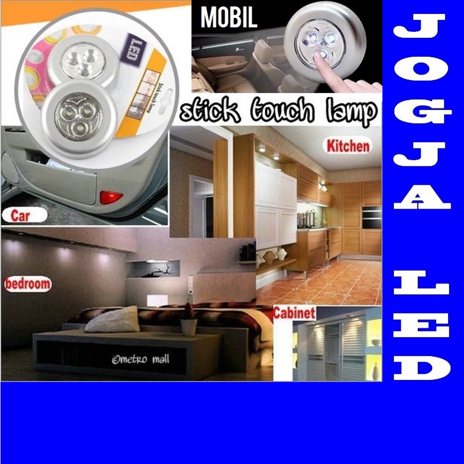 15J Lampu Led Sensor Sentuh Tanpa Kabel Bagasi 3 Baterai Aaa Emergency Darurat Kamar Kap Mesin Mobil