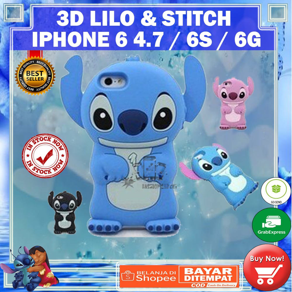 (Gambar Acak Pita / Non Pita) Silikon Untuk Iphone 6 / 7 Uk 4.7 inch iPhone 7+ Case 3D Lilo Stitch