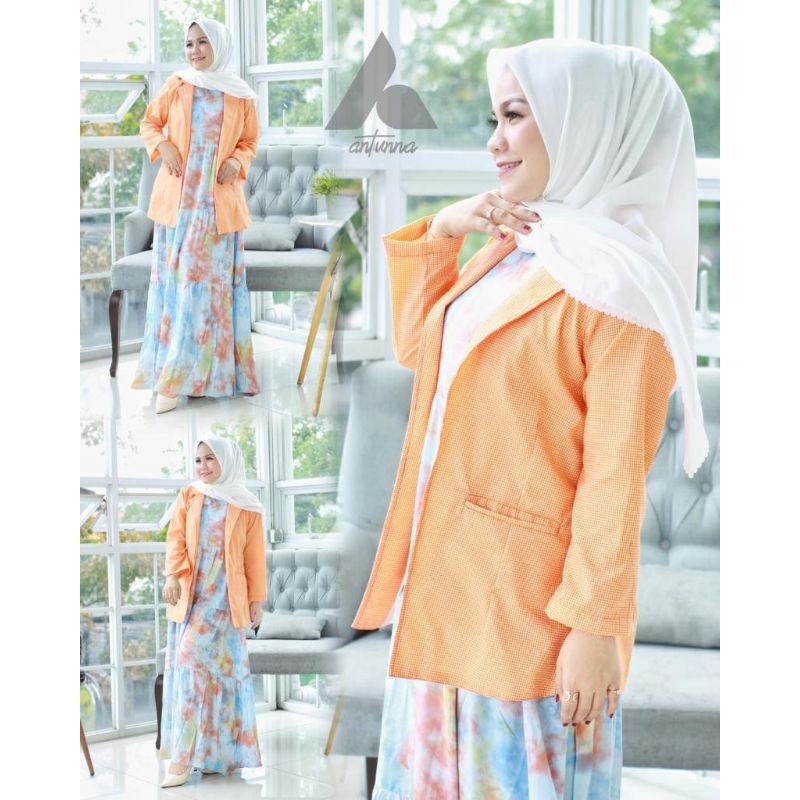 Set Dress Gamis Outer Peach by ANTUNNA Original