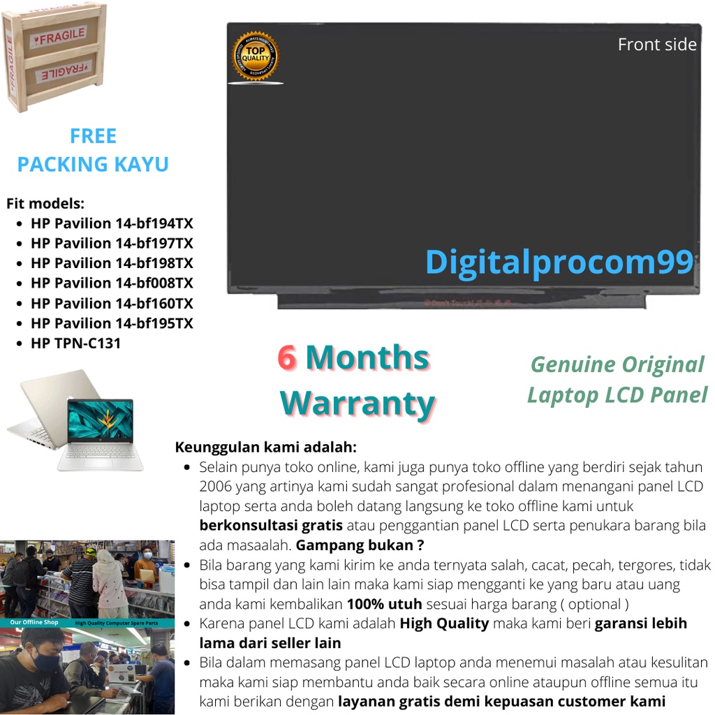 LCD HP Pavilion 14-bf194TX 14-bf197TX 14-bf198TX 14-bf008TX 14-bf160TX 14-bf195TX HP TPN-C131