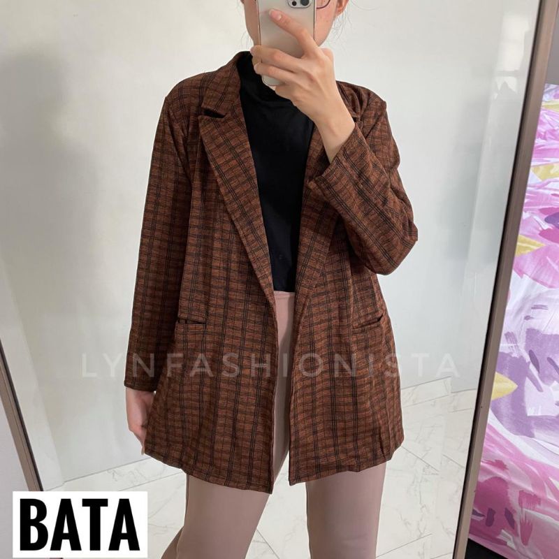 LYNFASHIONISTA-BLAZER WANITA PREMIUM/BLAZER KOREA KOTAK TARTAN/CARDIGAN OFFICE CASUAL/SONYA