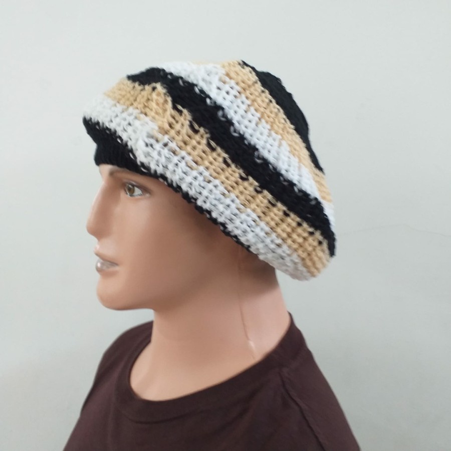 Topi Rajut Mbah Surip Kupluk Reggae Gimbal Bea-Rhasta Beanie Besar