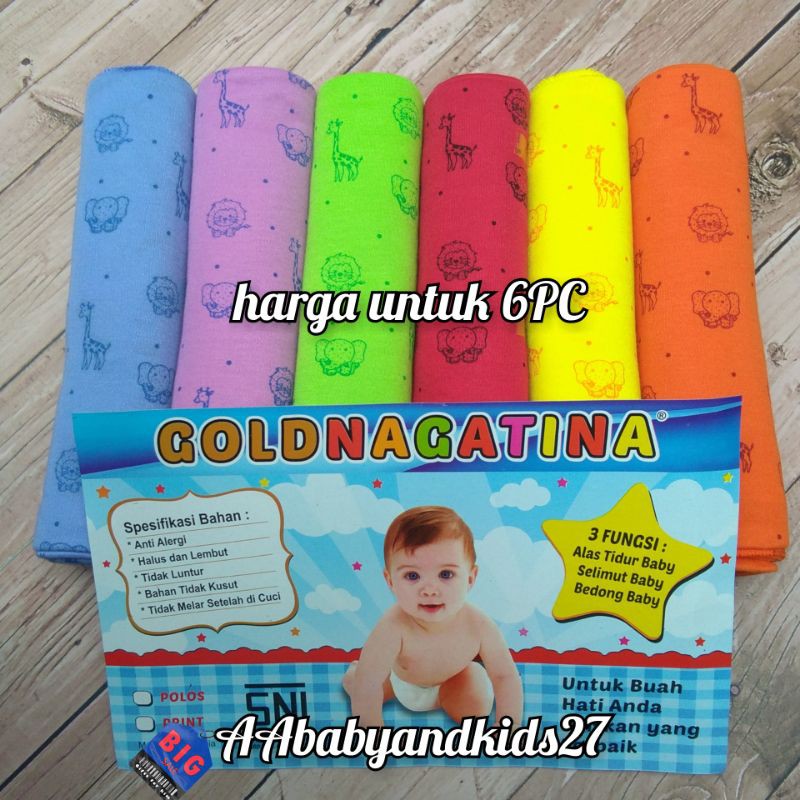 NEW ARRIVAL!!! 1PAK Isi 6PC Bedong Bayi Rainbow Print GOLDNAGATINA SNI Lembut &amp; Murah Meriah