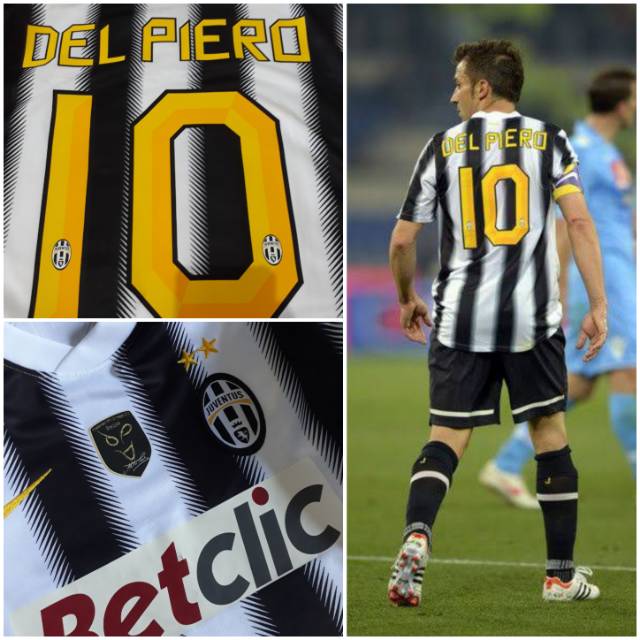 JERSEY RETRO JUVENTUS HOME 2011 2012 DEL PIERO SIZE XL