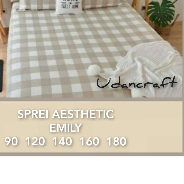 SPREI KOTAK AESTHETIC MOTIF EMILY DISPERSE 90 120 140 160 180 | sprei kotak khaki pink hijau abu hit