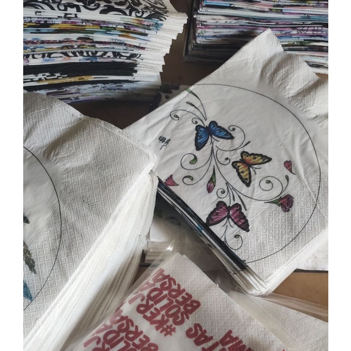 Tissue Decoupage Bebas Custom Gambar Tulisan Dan Logo