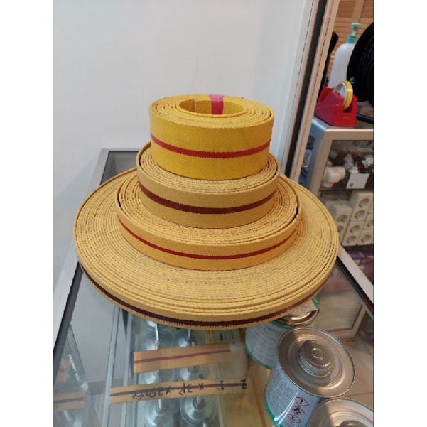 Kanvas Conveyor Kuning 1 Inch x 3 Ply - Strip Merah