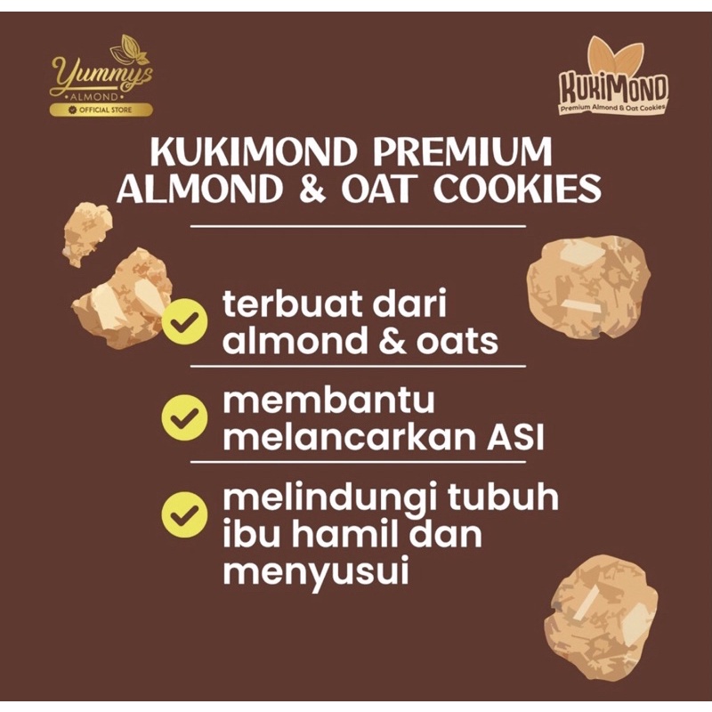 KUKIMOND PREMIUM ALMOND AND OAT COOKIES SNACK PELANCAR ASI