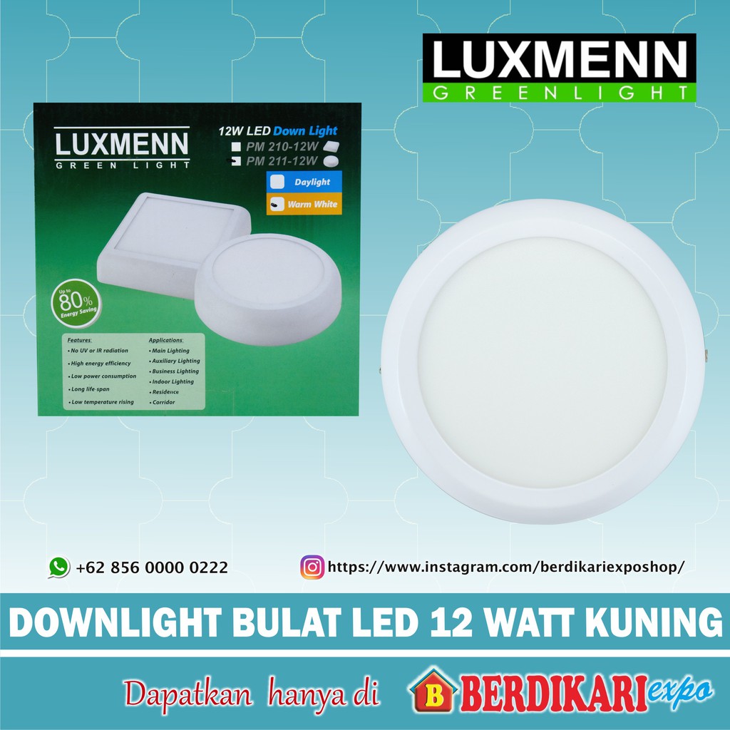 LUXMENN DOWNLIGHT INBOW BULAT LED 12 WATT KUNING