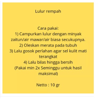 (10GR) LULUR REMPAH JAWA 10GR -KEMASAN BARU/ LULUR RACIK PENCERAH KULIT KEMASAN 10GR UNTUKSEKALI PAKAI