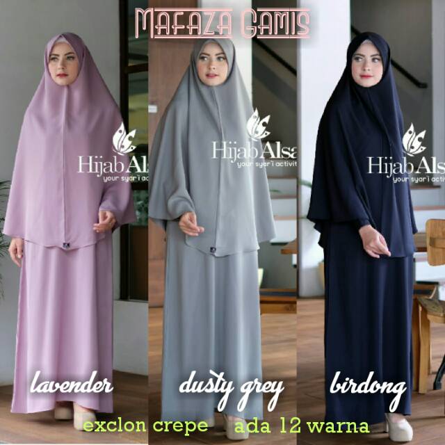 Gamis Mafaza Syari Polos Khimar Anita Hijab Alsa Muslimah Exclon Crepe