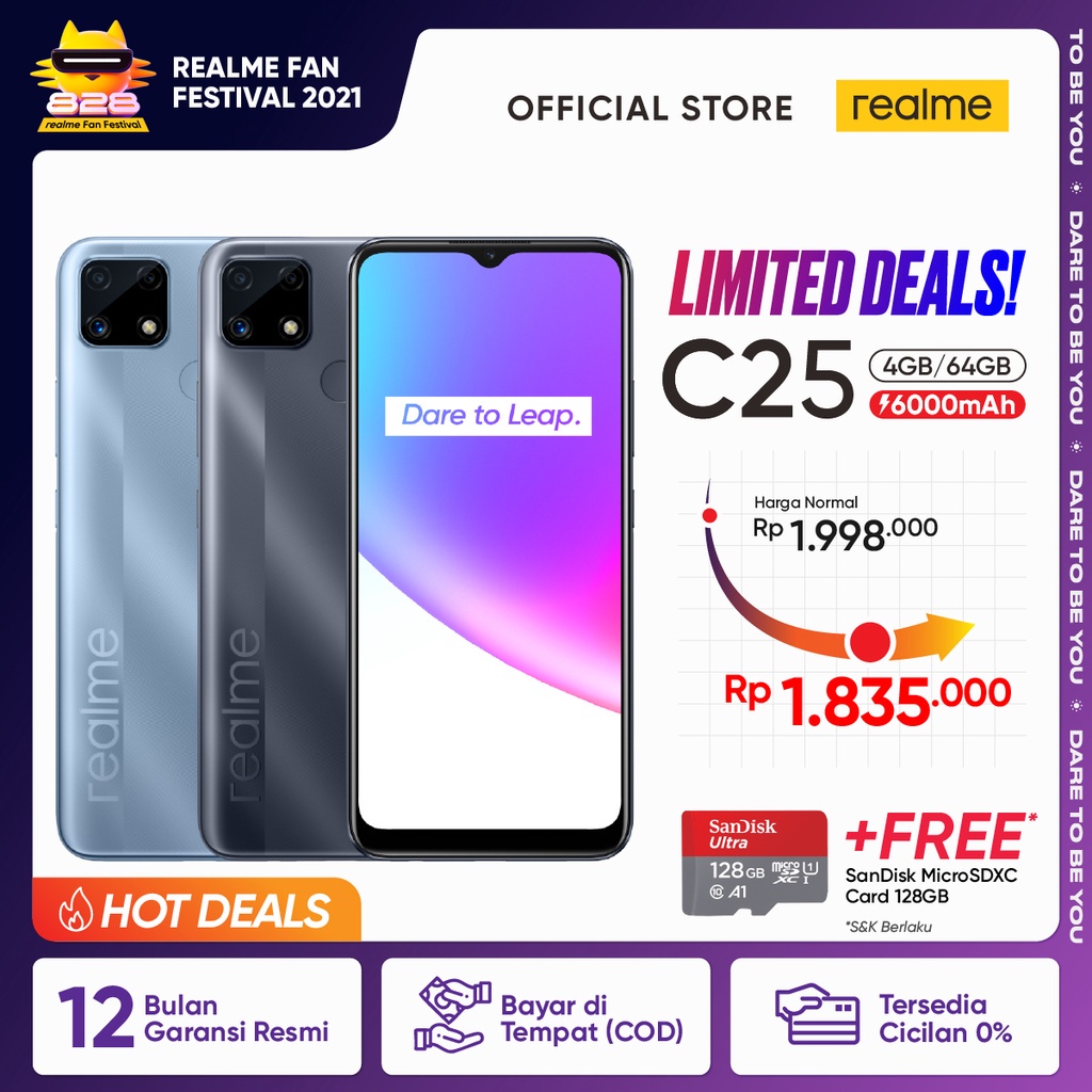 NANTIKAN PADA 24 AGUSTUS HP realme C25 4 64GB SanDisk MicroSDXC Card 128GB