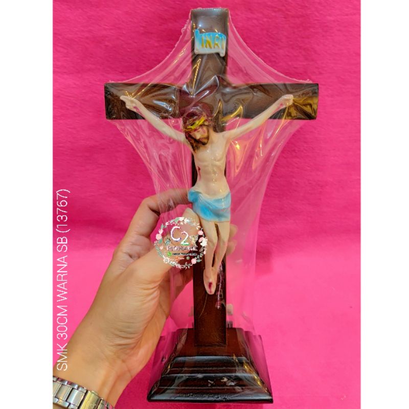 Salib Duduk SMK 30cm Warna SB - Salib Duduk - Salib Meja