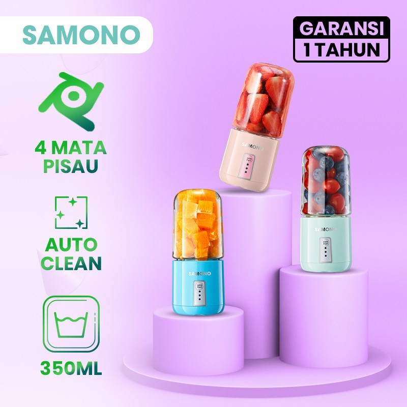 BLENDER MINI PORTABLE JUICER JUS SAMONO SW-Y7 4 MATA PISAU 350L