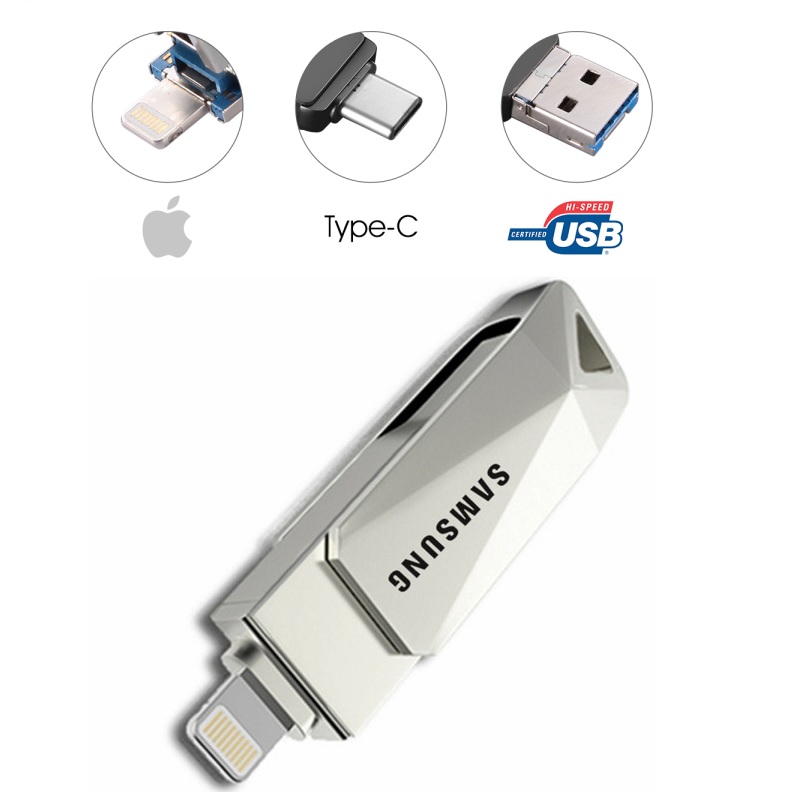 Samsung 3IN1 USB Flash Drive For iPhone/ ipad OTG Android Pen Drive HD Memory Stick