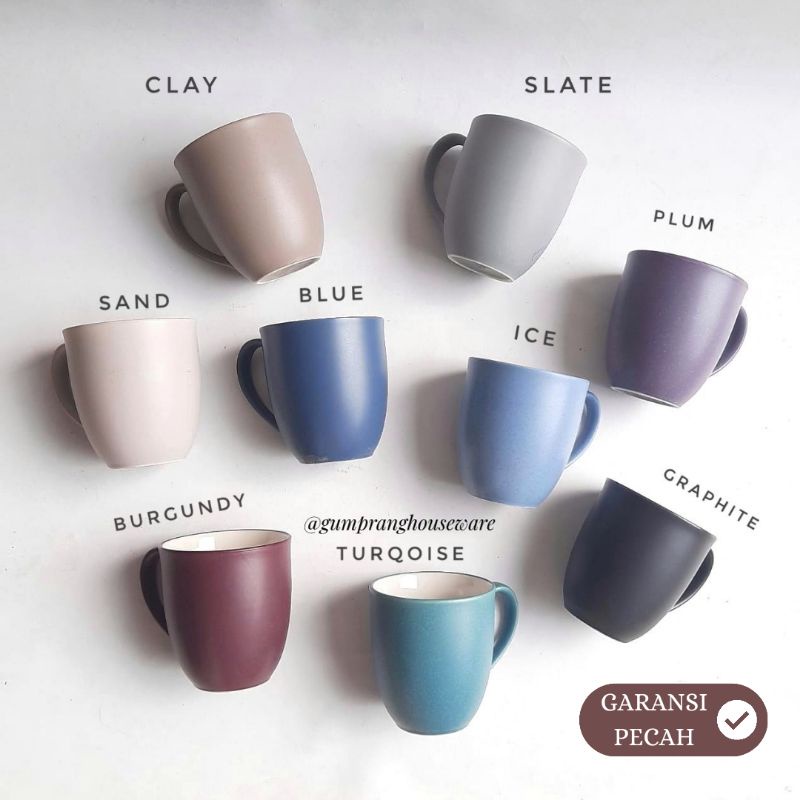 1 pc Mug keramik hitam polos colorful biru tua navy abuabu tosca turqoise noritake colorwave