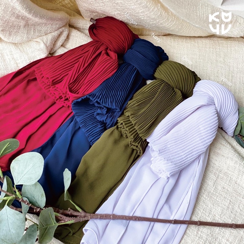 Pasmina Plisket Kupu Kupu Premium Import Best seller-MAROON