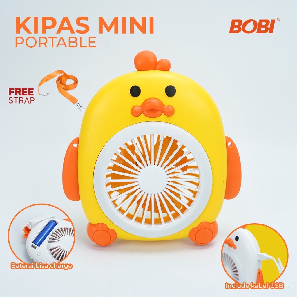 Kipas Angin Portable Tali kode SY88-18 // Kipas Angin Kkarakter Lucu - Merk Bobi Warna Random