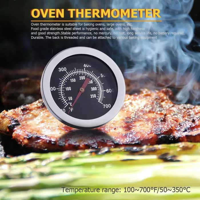 Thermometer Analog Masak Dapur Stainless 0-350C Dial Oven Cook Stainless Steel