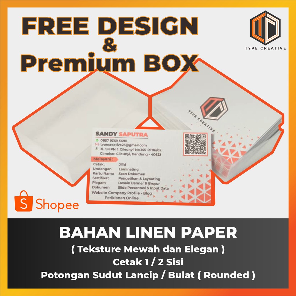 

Kartu Nama LINEN PAPER 1/2 Sisi - FREE DESIGN