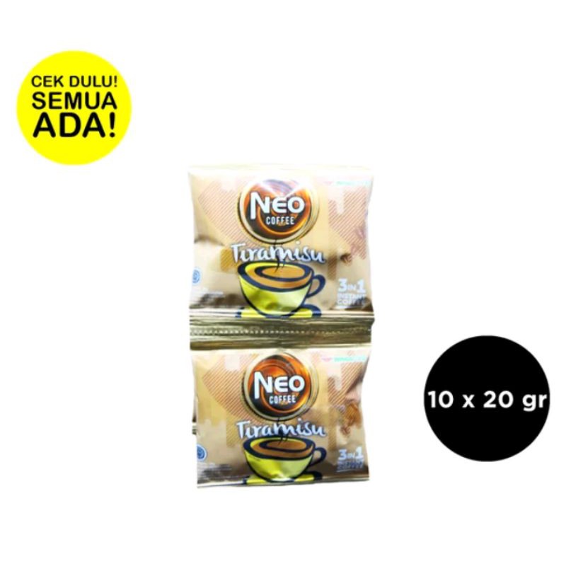 NEO COFFEE 3 IN 1 TIRAMISU ISI 10 X 20 GRAM RENCENG