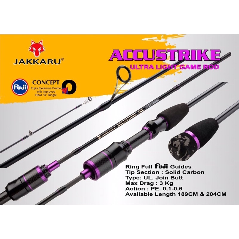 joran ul jakkaru accustrike 682-204 cm full fuji solid carbon