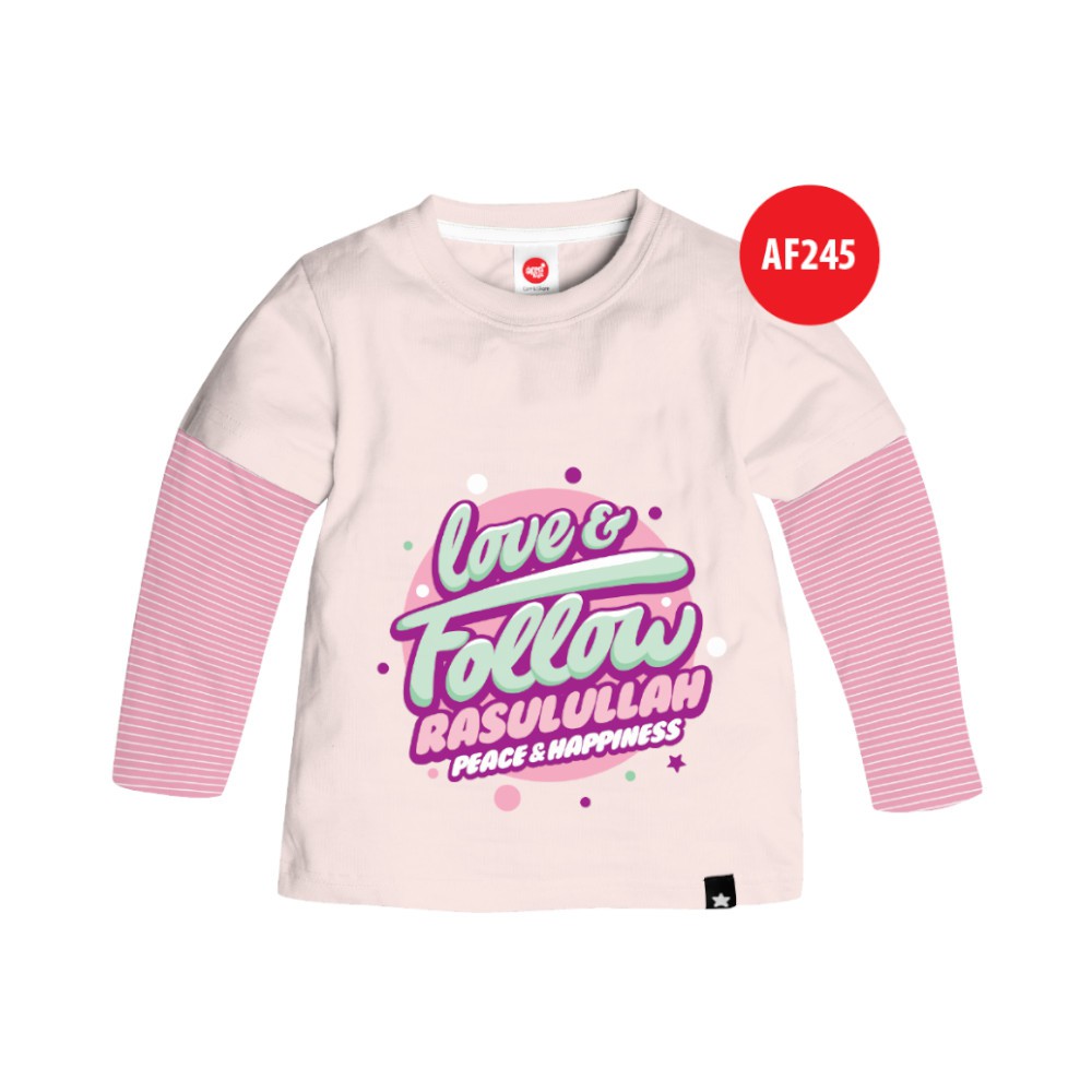 Kaos Anak Muslim Afrakids AFRA - AF245 Love &amp; Follow Rasulullah