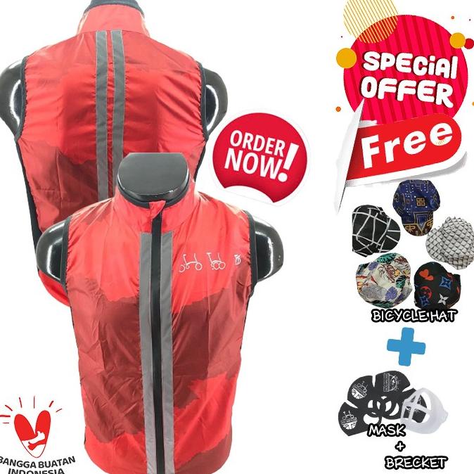 ROMPI SEPEDA LIPAT ROUTBIKE WINDBREAKER UNISEX RED