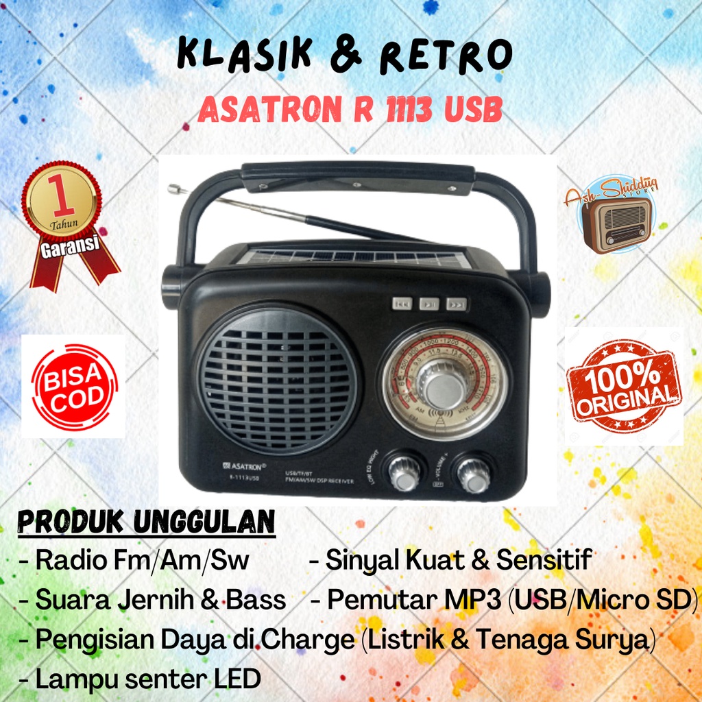 Radio FM Retro Bluetooth Asatron R-1113 USB 100% ORI