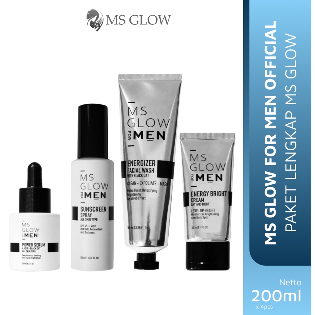 Ms Glow For Men Paket Lengkap - Produk Perawatan Wajah Untuk Pria Lengkap Terbaik Dan Aman BPOM