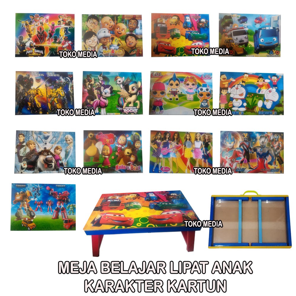 Meja Lipat Kayu Belajar / Makan / Gambar Anak Karakter Kartun | Shopee
