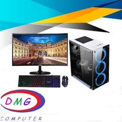 PC Gaming Fullset AMD Ryzen 5 5600G SSD 128GB lengkap LED 24 inc Keyboard Mouse GAMING