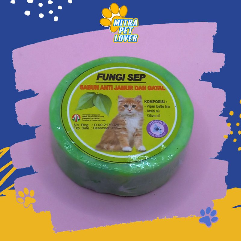 SABUN ANTI JAMUR KUCING - FUNGISEP HERBAL SOAP - ANTI GATAL SCABIES DEMODEX KUDIS EKSIM KORENG KUTU BAKTERI KITTEN FUNGI SEP - MURAH GARANSI KUALITAS ASLI ORIGINAL - PET ANIMAL VETERINARY TAMASINDO OBAT &amp; VITAMIN HEWAN BINATANG PELIHARAAN MITRAPETLOVER