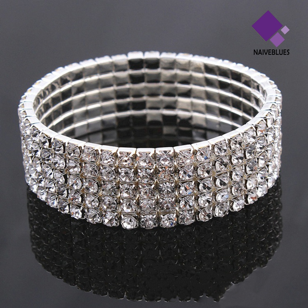 Gelang Elastis Bahan Alloy Aksen Berlian Imitasi