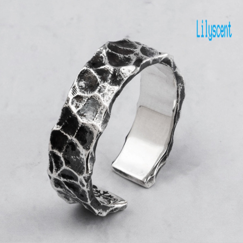 Cincin Model Terbuka Bahan Alloy Motif Retak Gaya Retro Untuk Pria