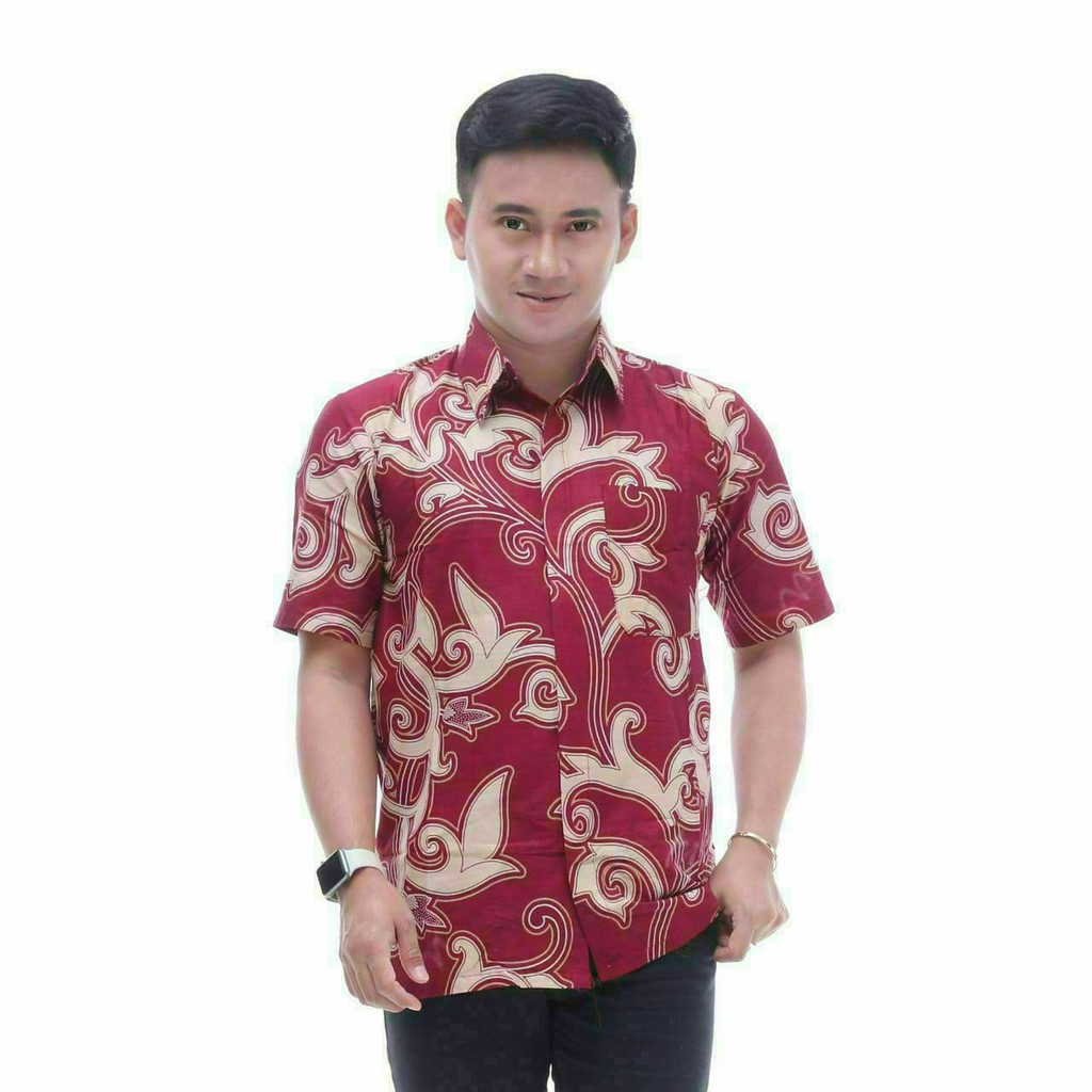 Batik Pria Hem Kemeja Lengan Panjang Motif Kangkung Batik Irma