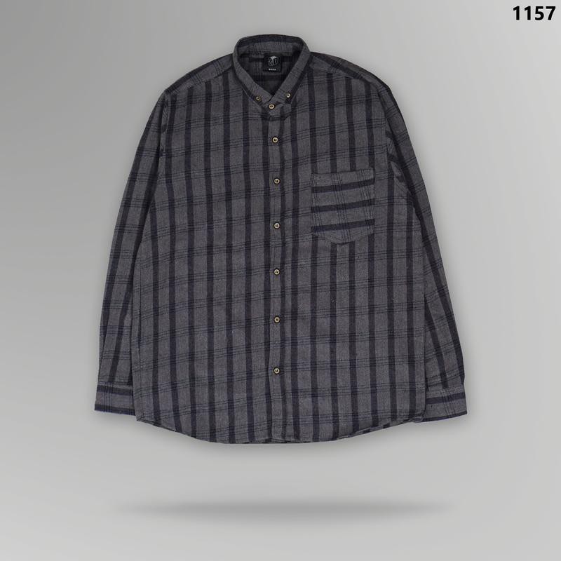 1157 Kemeja Flanel Pria Grey List Vintage Premium