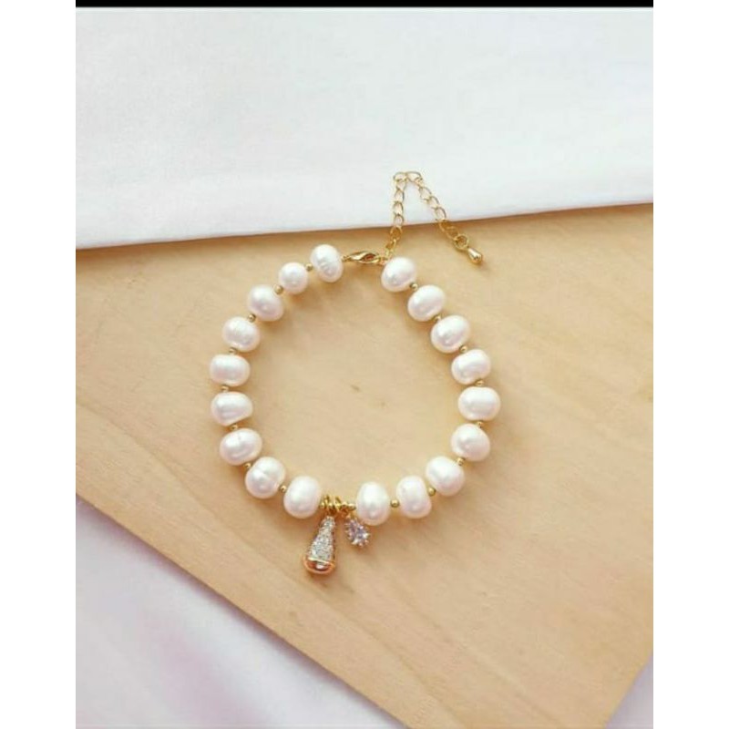 Gelang Mutiara oval mutiara air tawar original