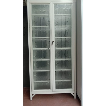 Rak sepatu Aluminium putih minimalis kaca + Gratis Ongkir