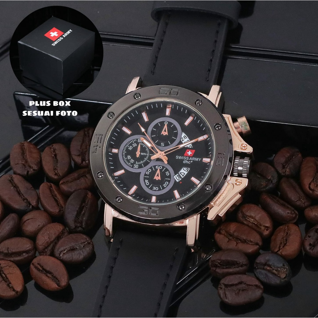 Grosiran Jam Tangan Fashion Pria S46100SE Analog Strap Kulit Tanggal Aktif Chrono Off Include Box Jam Tangan Exclusive dan Baterai Cadangan (COD)