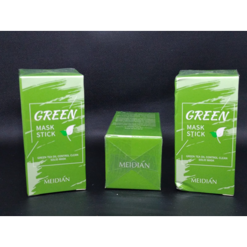 Meidian Green Mask Stick Original Oil Control 40gr Green Tea Mask Stick Clean Solid Mask Membersihkan Pori-Pori Mengangkat Sel Kulit Mati Menutrisi Kulit