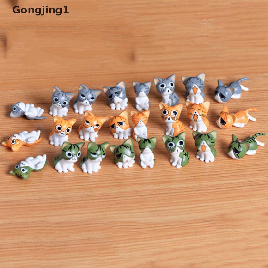 Gongjing1 8pcs Miniatur Kucing Keju Kawaii Bahan Resin Untuk Dekorasi Taman