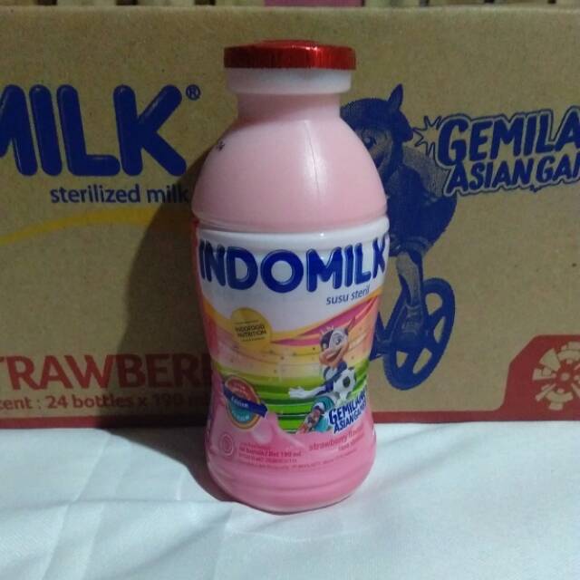 Paket 5 susu indomilk cair strawbery