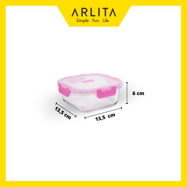 ARLITA ROSE SET - SQUARE- GLASS CONTAINER SET ISI 3