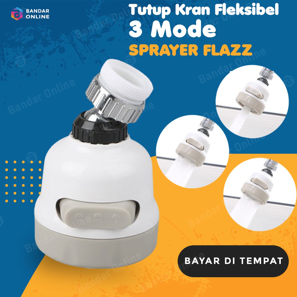 Kepala Kran Air Fleksibel Rotatable Bisa Diputar 360 Derajat 3 Mode Semprot Penghemat Air