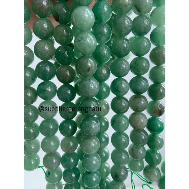 supplier bahan batu giok aventurine 14mm akik jade hijau natural craft